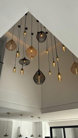 Hanging lights in entrance area Aksium Projects